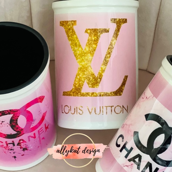 Designer Inspired Ceramic Makeup Brush Holder - BLACK Design - Picture 2 of 9